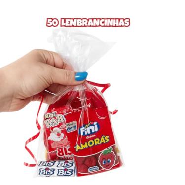 Imagem de Kit Lembrancinhas Natal Sacolinha Montada Fini Pirulito Bis Pipoquinha - Fala Comigo (50 Sacolinhas)