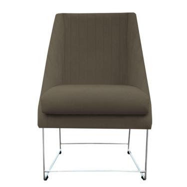 Imagem de Cadeira Ana Base De Ferro Prata Suede Marrom Rato D'classe Decor