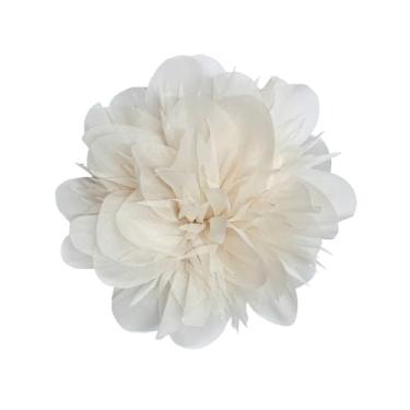 Imagem de Broche de flor de tecido sedoso grande de 14 cm/5,5" para mulheres meninas delicadas peônia camélia broches bico de pato jacaré grampos de cabelo presilhas de cabelo florais acessórios de fantasia de
