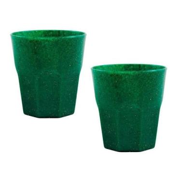 Imagem de Kit 2 Copos Mini Roma Fibra Madeira Verde 300Ml - Bb Store