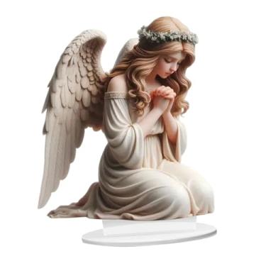 Imagem de predolo Centro de mesa decorativo com arte 2D, peça central de arte artesanal, ornamento de mesa com base para festa, feriado, interior, armário, Anjo de 22 Cm