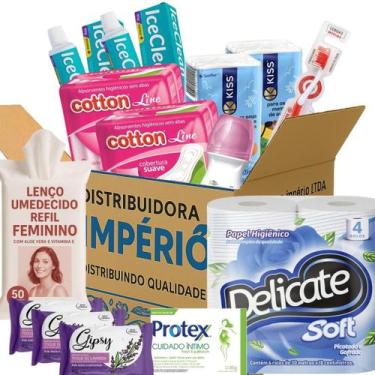 Imagem de Cesta Básica Completa Higiene Íntima Feminina 16 Itens - Império Cesta