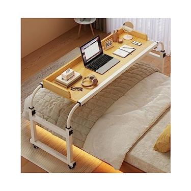 Imagem de Overbed Table Laptop Table Overbed Desk Computer Desk Standing Workstation Food Tray Desk Overbed Table with Wheels Altura ajustável para cama de solteiro/casal/Queen/King F(C-140 * 40 cm) (A 140 x 40