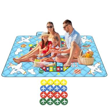 Imagem de Tapete de jogo ao ar livre, cobertor impermeável ao ar livre - Tapete de xadrez multifuncional dobrável com peças de xadrez para festa em família, jogo de tabuleiro para acampamento na praia