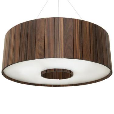 Imagem de Lustre Decorativo Madeira Pendente Redondo Perequê 45Cm - Luminária Il