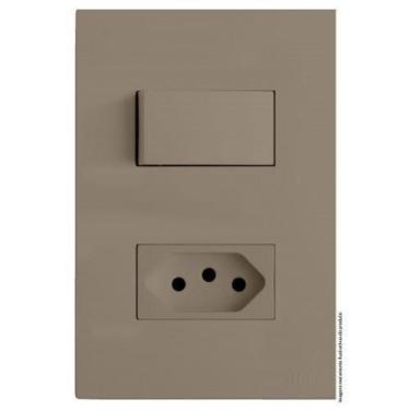 Imagem de Kit Interruptor Paralelo + Tomada 10A 4X2 Brs12229-7Fe - Blux Recta Fe