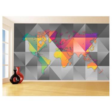 Imagem de Papel De Parede 3D Mapa Mundi Moderno Concreto 3,5M Nmu72 - Você Decor