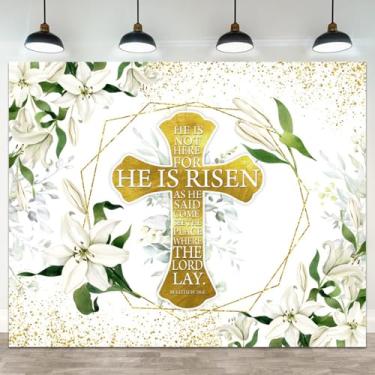 Imagem de ASDCXZ 3 x 2,4 m, pano de fundo de Páscoa, cruz dourada, primavera, lírio, fotografia, flor, branca, igreja, religiosa, cristã, evento, bandeira, decoração, chá de bebê, retrato e cabine de fotos