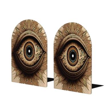 Imagem de Suporte para livros decorativo de madeira mandala olho turco grande suporte de livros antiderrapante resistente para escritório mesa de escritório em casa biblioteca escola estudo decoração divisórias