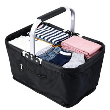 Imagem de Cesta De Piquenique Com Alça,26 Litros Recipiente Dobrável para Armazenamento de Mercearia | Cesto De Transporte Para Compras | Para Campismo Externo Piquenique Viagem Casa Quinta Cozinha Lojas