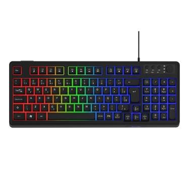 Imagem de Teclado Gamer Zenn com 98 Teclas, Iluminação LED Rainbow Vibrante e Design Ergonômico Ideal para Games e Uso Diário, Oferece Resposta Rápida, Estilo e Durabilidade para sua Setup