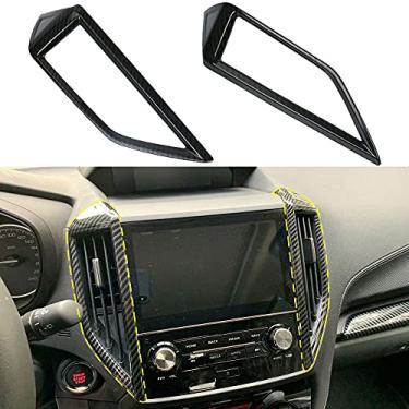 Imagem de Yonzar Adesivo de acabamento de saída de saída de ar condicionado de console central de fibra de carbono para Subaru Impreza 2017-2021, para Forester 2019-2021 e para Crosstrek XV 2018-2021 Acessórios