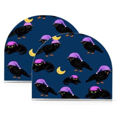 Imagem de Wassud Porta-guardanapos de acrílico Spooky Crows, dispensador de guardanapos de papel moderno em forma de U para mesa, cozinha, sala de jantar, bancada 2 peças (comporta 50-60 guardanapos)