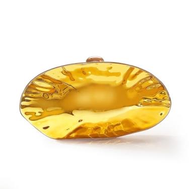 Imagem de Bolsa feminina com corrente removível, bolsa noturna em forma de concha acrílica para casamento, festa, baile, coquetel, encontro noturno, Dourado, Extra Large