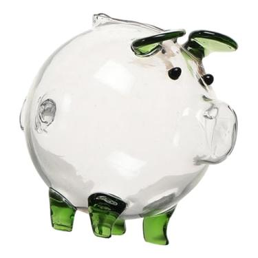 Imagem de Generic Cofrinho de Porquinho de Vidro para Mesa, Organizador de Dinheiro, Caixa Economizadora, Pote para Chá de Bebê ou Quarto de Bebê, Verde 6x7cm
