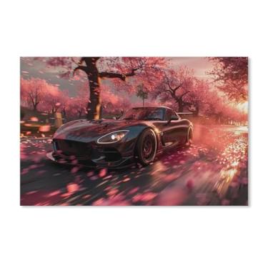 Imagem de HouLaiZhe Anime Jdm Carro Mx5 Pôster Flor de Cerejeira Tela Estética Decoração de Quarto Pintura de Parede Impressões Sala de Galeria Decoração de Parede para Quarto Sala de Estar Escritório 11 x 17