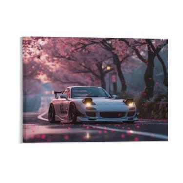 Imagem de HouLaiZhe Flor de cerejeira carro Rx7 Jdm pôsteres tela estética decoração de quarto pintura de parede impressões de sala de galeria decoração de parede para quarto sala de estar escritório 18 x 24