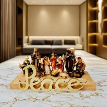 Imagem de ICE Armor Conjunto de estatuetas de presépio da paz, 17,78 cm, estatueta, escultura, ornamento, decoração de casa/quarto, ideias de presente para inauguração de casa, feriados e aniversários, ótima