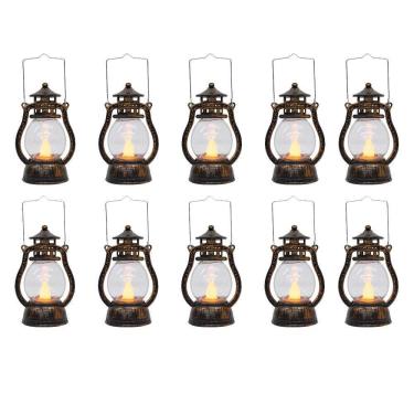 Imagem de Kit Com 10 Lamparinas Antiga Decorativa Vela Led A Bateria