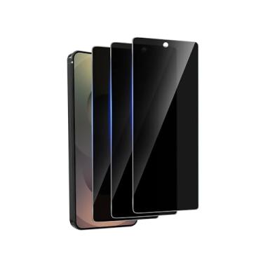 Imagem de jehezkel Pacote com 3 protetores de tela de privacidade para Samsung Galaxy S25 vidro temperado ultrafino com 9H, antiarranhões, sem bolhas [suporte para desbloqueio de impressões digitais], preto