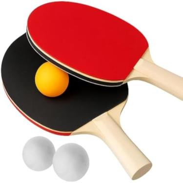 Imagem de Kit mesa tenis, recreacao familiar e esportiva, 2 raquetes e 3 bolinhas, novo