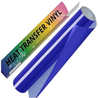 Imagem de Rolo de vinil HTV azul real - 30,5 cm x 3 m azul real ferro em vinil para todas as máquinas de corte, rolos de vinil de transferência de calor para camisetas - Fácil de cortar e remover ervas daninhas