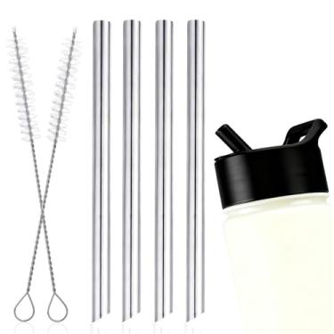 Imagem de 4un Canudos Reposição Garrafa Água Infantil e 2un Pincéis, Aço Inoxidável Infantis Canudos Substitutos para 14oz Garrafas Água Consumir Sucos ou Bebidas Lácteas