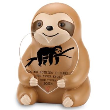 Imagem de Sloth Figurine with "Doing Nothing Is Hard, You Never Know When You're Done" Heart Plaque, Motivational Inspirational Gift for Women, Men, Teacher, Coworker, Office Desk Decor Resin Collectible ES038