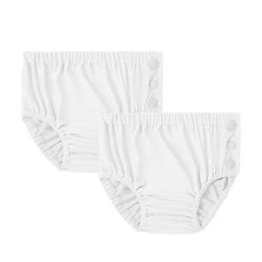 Imagem de Durio Fraldas de natação para crianças pequenas, reutilizáveis, laváveis, fraldas de natação para bebês, A branco e branco, 2T-3T