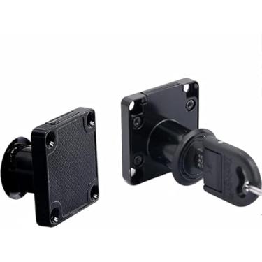 Imagem de Trava de gaveta de liga de zinco preta 19 x 22 mm, 1 pacote com 2 chaves