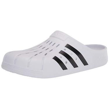 Imagem de adidas Sandália Adilette Clogs unissex para adultos, Calçado branco/núcleo preto/calçado branco, 5 Women/4 Men