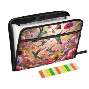 Imagem de Pasta de arquivo expansível para beija-flores com 13 bolsos, organizador de arquivos sanfonado para tamanho carta e tamanho A4 para material de escritório escolar