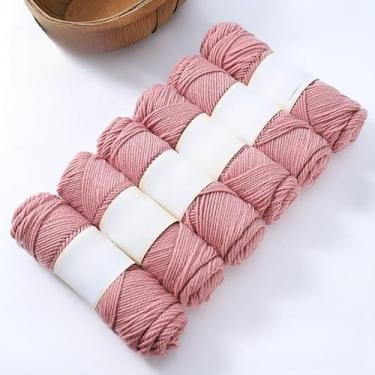 Imagem de Bolas de fio de lã de mistura média - fio de tricô macio à mão para cachecóis, suéteres e projetos de malha, durável e quente (rosa)