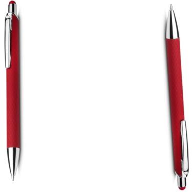 Imagem de Caneta Esferográfica Executiva em Alumínio Reciclável, Escrita Azul, Ponta Touch, Corpo Cilíndrico, Acabamento Fosco, Refil Parker, 14cm (Kit 2 Vermelho)