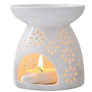 Imagem de Suporte de luz de chá de cerâmica com colher de vela, queimador de cera de óleo essencial, difusor de aroma de vela, aquecedor de cera de luz de chá para decoração de casa, sala de estar, varanda