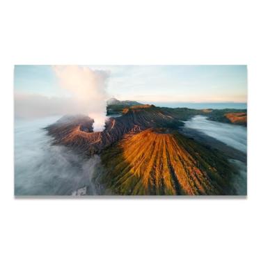 Imagem de LKXGRRSFG A fumaça branca diminuiu foto real cidade mar neve vale pastagem rio pôr do sol nascer do sol impressão em tela decoração de parede 30 x 54 cm sem moldura