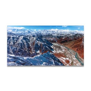 Imagem de LKXGRRSFG Xiliu RiverReal Foto cidade mar neve vale pastagem rio pôr do sol nascer do sol impressão em tela decoração de parede 20 x 36 cm sem moldura