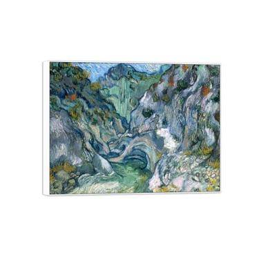 Imagem de BMZFYBS Vincent van Gogh Famosa pintura em tela de arte de parede pronta para pendurar Ravine. Imagem em moldura branca para decoração de sala de estar 50 x 65 cm 20 x 26 pol