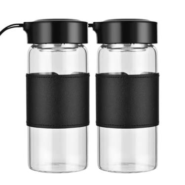 Imagem de BNCWCQZ Coqueteleira de vidro pequena, pacote com 2 garrafas de 473 ml, sem BPA, inodoro, com bola de mistura 304SS e escova de limpeza removível para fitness e shakes de proteína (preto-2 unidades)