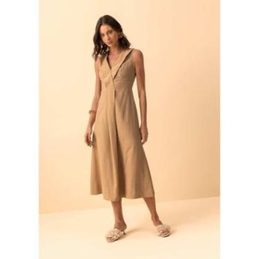 Imagem de Vestido Chá Evasê Com Decote Em V E Zíper Posterior-Feminino