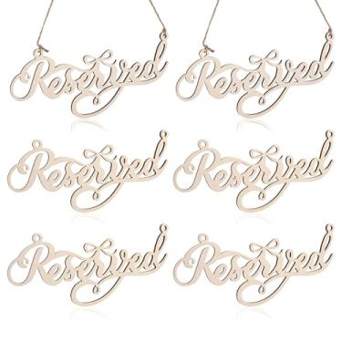 Imagem de Conjunto de 12 Placas de Madeira para Reserva Lugares em Cadeiras Casamento, com Laço Rústico e Cordas Ideais para Decoração Bancos Igreja Cerimónias e Restaurantes