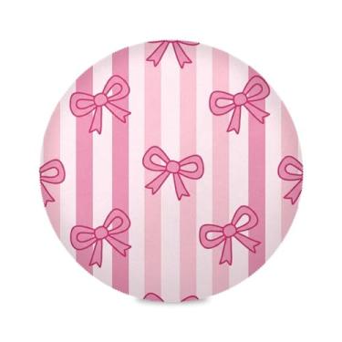 Imagem de Wassud Jogo americano com laços, listras, tapetes de mesa redondos para cozinha e jantar, laváveis, resistentes ao calor, decoração de mesa 39 cm