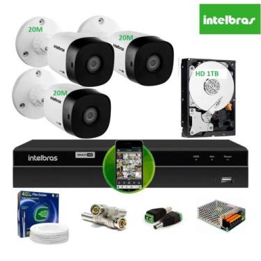 Imagem de Kit Intelbras 3 Cam G4 Dvr 4ch Mhdx H.265 Com Hd 1 tera