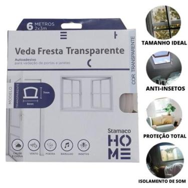 Imagem de Veda Fresta Transparente Autoadesivo 6m Porta Janela Stamaco