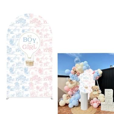 Imagem de Agogos Capa de fundo de arco rosa azul para meninos ou meninas elastano elástico para decoração de festa de aniversário e banquete (6 x 1,8 m, safári)