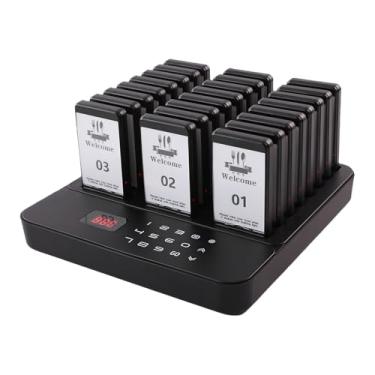Imagem de LOUKIENE Sistema de pager de restaurante, 24 pagers, pagers de distanciamento social para sistema de paginação de restaurantes Linha de sinal de fila de espera Chamada de longo alcance Atendimento ao