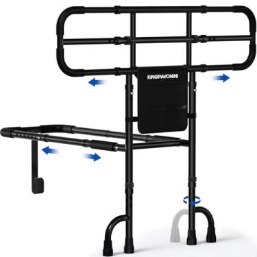 Imagem de KingPavonini Trilhos de cama para adultos idosos aprovados pela ASTM, alça extensível ultralarga de atualização 2026, trilhos de cama para idosos com pés duplos giratórios de 360°, bengala de cama de