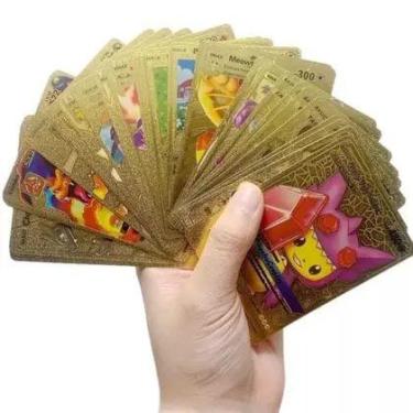 Imagem de Kit 10 Cartas Anime Desenho Folha De Ouro Edição Limitada Douradas Gol