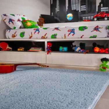 Imagem de Tapete Quadrado 1,00 X 1,00 Azul Bebe Classic Toque Macio Sala Quarto Não Escorrega Oasis