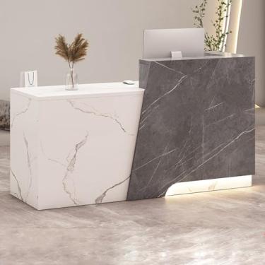 Imagem de Mesa de recepção, balcão de recepção, mesa de recepção de salão, mesa de recepção em pé, recepção pequena, balcão de loja, mesa de recepção em forma de L, caixa e balcão de recepção com balcão